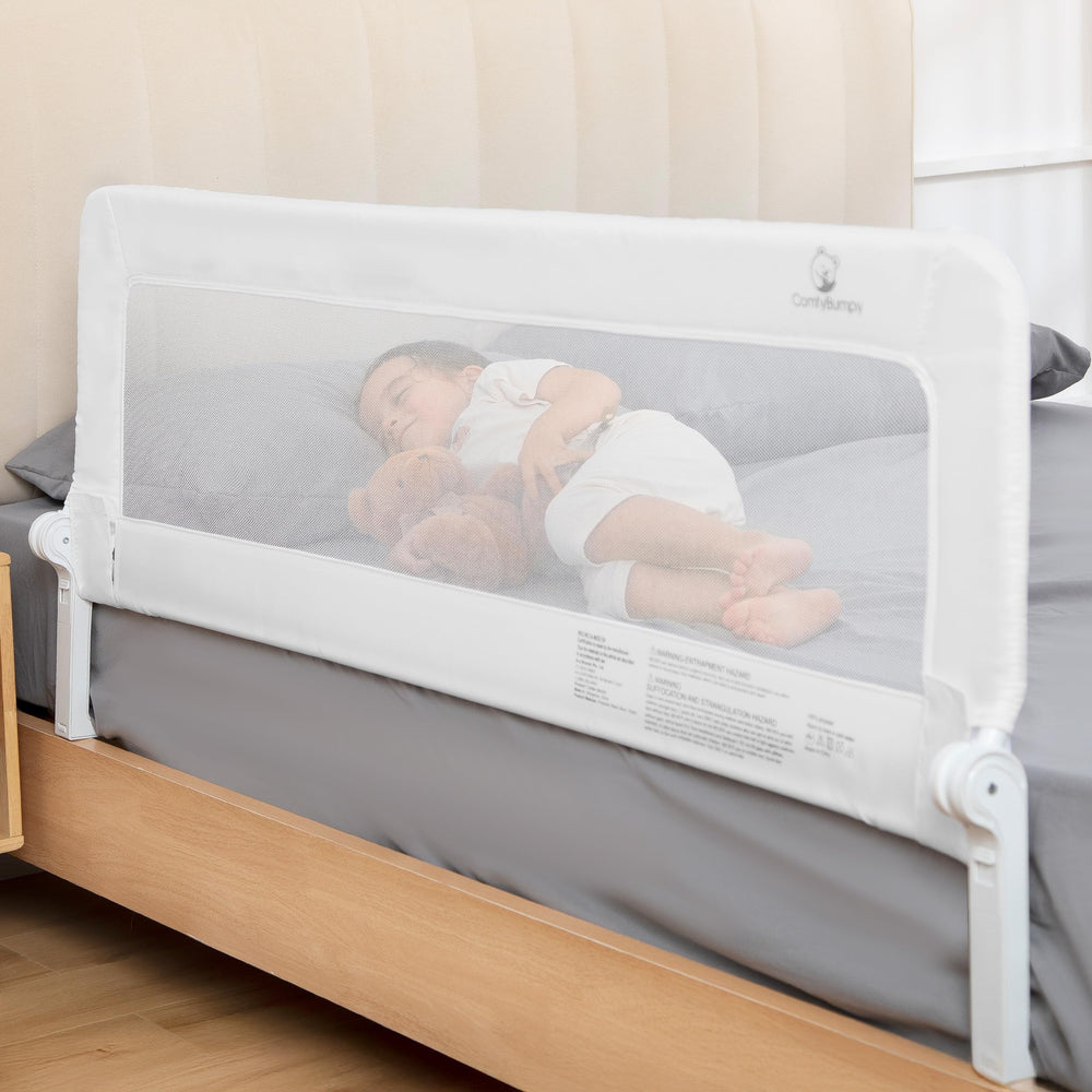 ComfyBumpy bed rail with swing-down design keeps toddlers secure and easily accessible.
