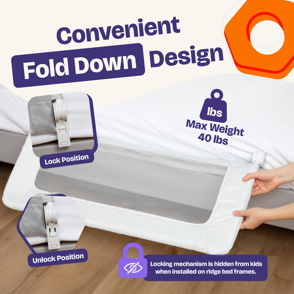 ComfyBumpy bed rail triple-attachment system ensures snug, secure installation.