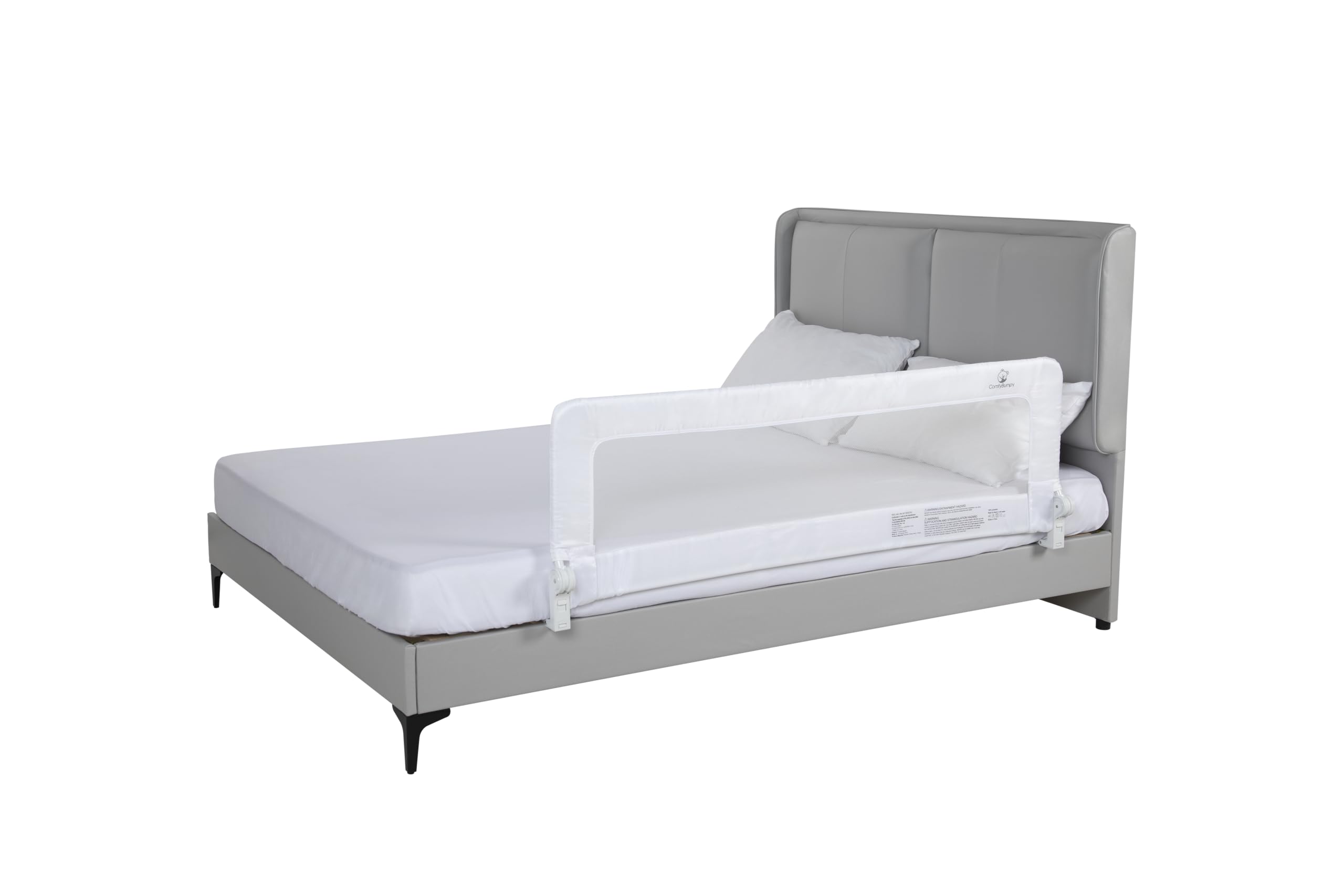 ComfyBumpy bed rail white finish blends with bedroom decor