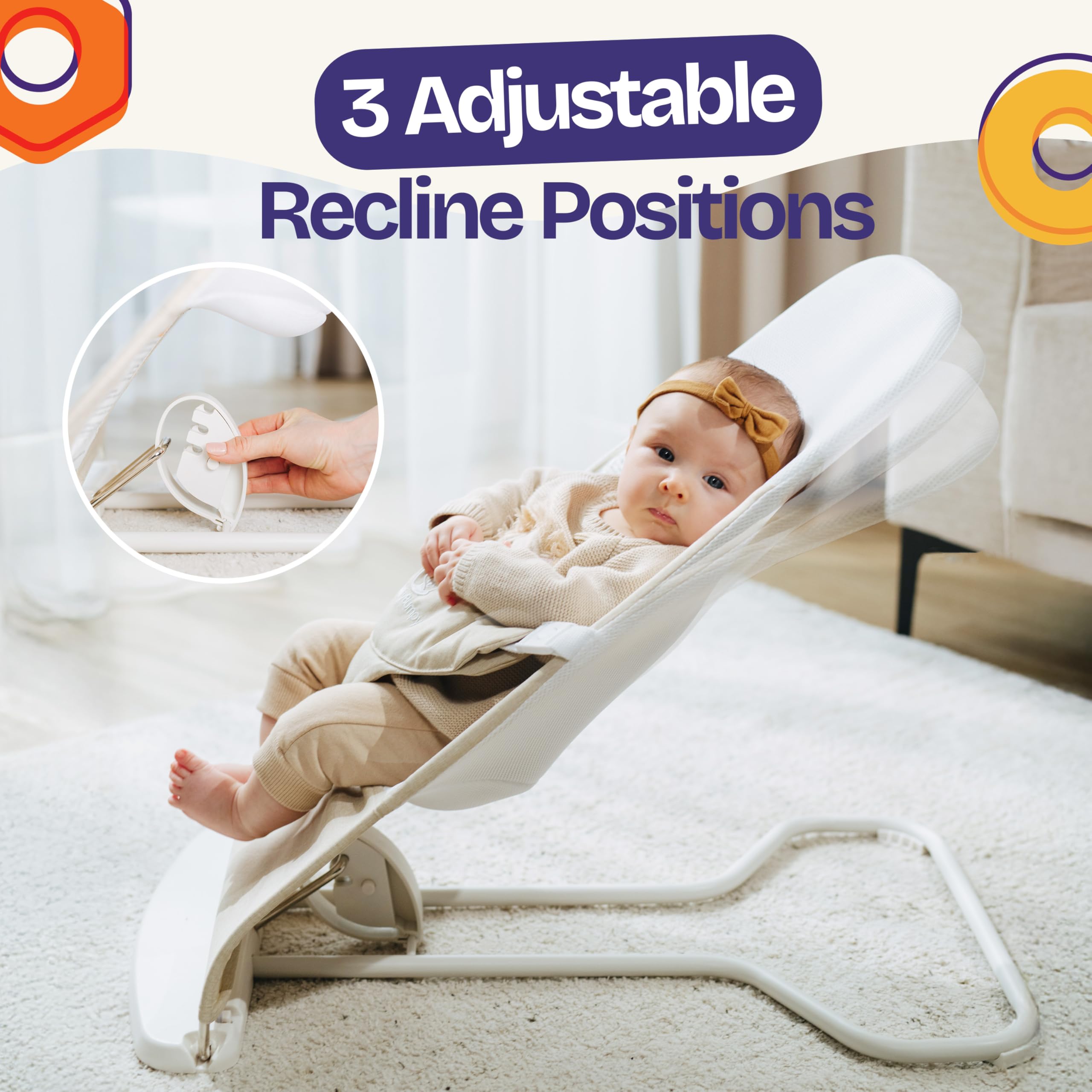 ComfyBumpy bouncer doubles as a toddler chair for seated play as baby grows.