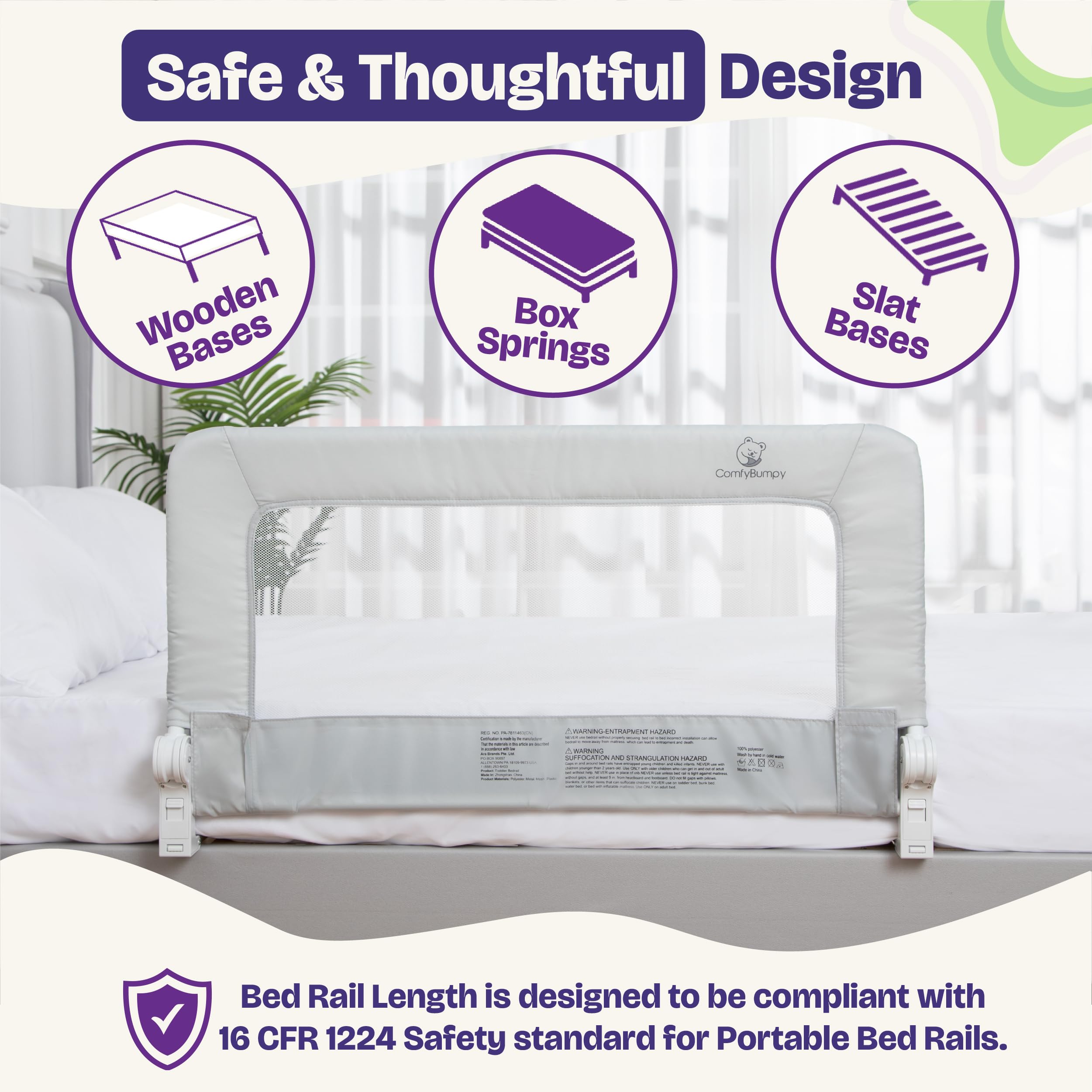 ComfyBumpy bed rail fits twin/full/toddler beds with snug installation