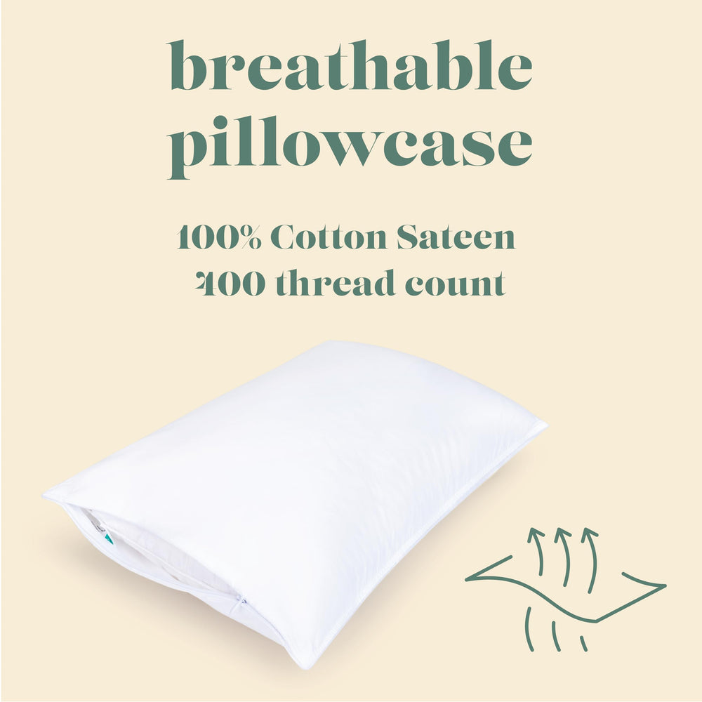 ComfyDown pillowcase close-up featuring 400-thread-count Egyptian cotton for soft, breathable comfort.
