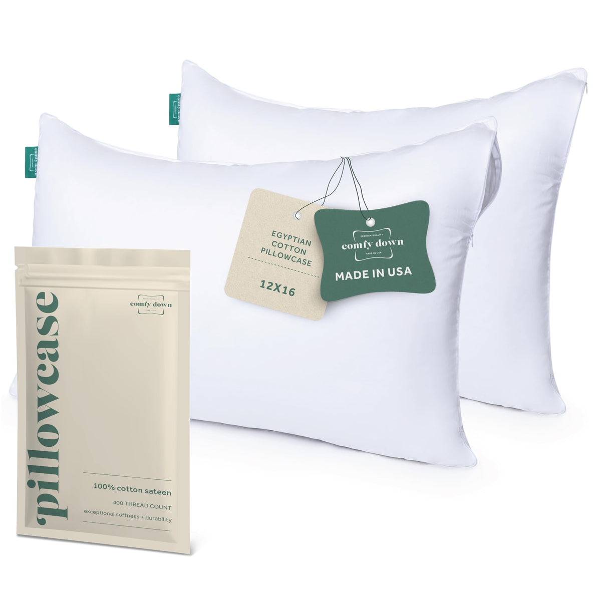 ComfyDown pillowcase on a toddler pillow provides a snug 12x16 fit and smooth fabric.