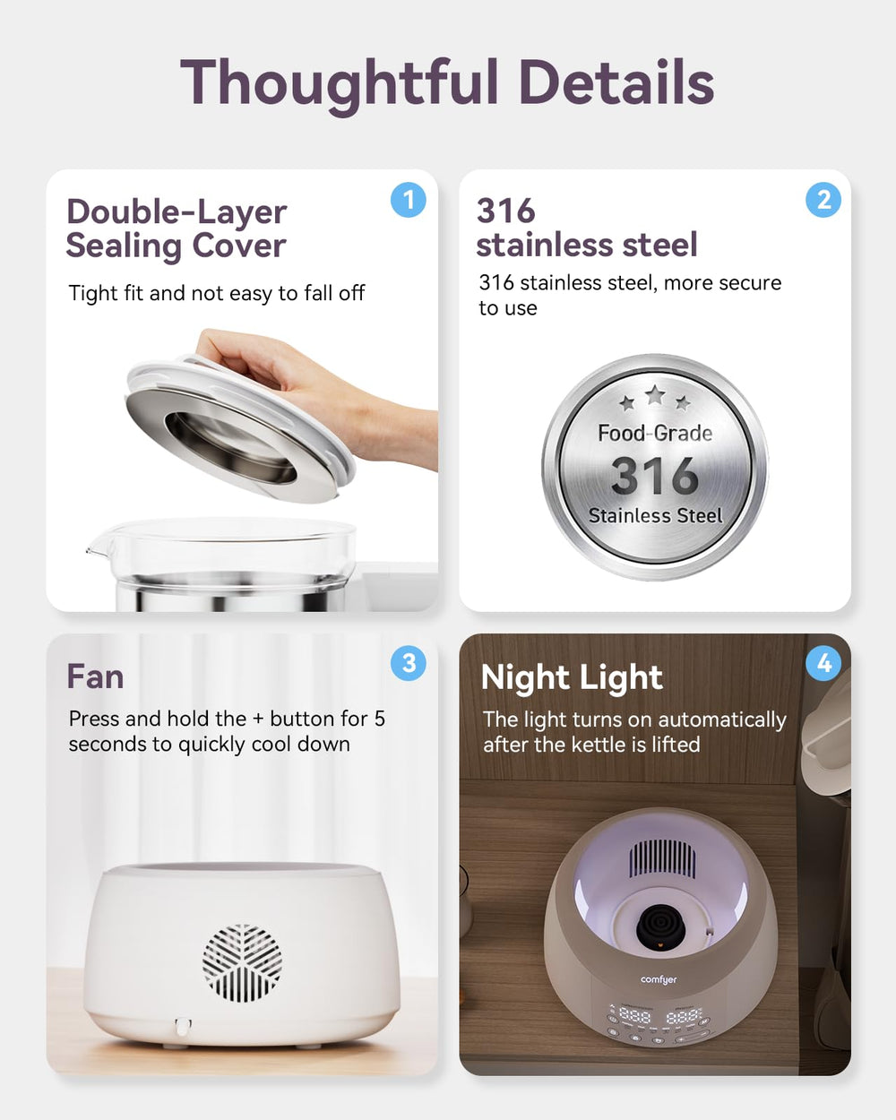 Comfyer bottle warmer LED indicators show heating status clearly.