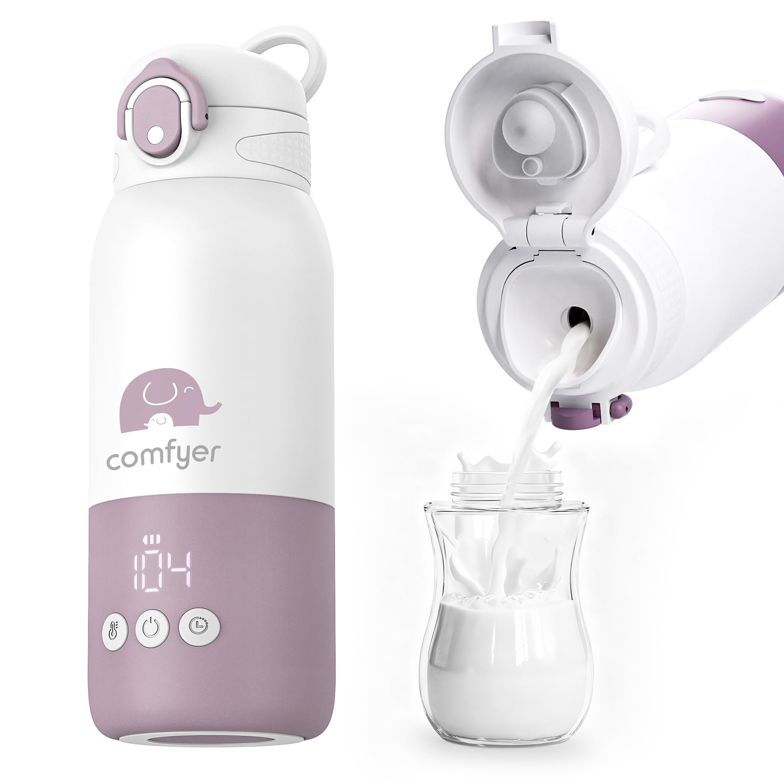 Comfyer bottle warmer travel-compact, ideal for warming milk on the go.