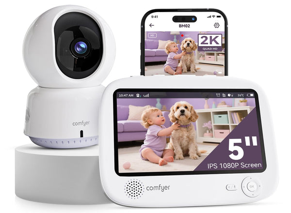 Comfyer parent unit displays 2K clarity for quick baby checks.