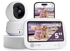 Comfyer parent unit displays 2K clarity for quick baby checks.