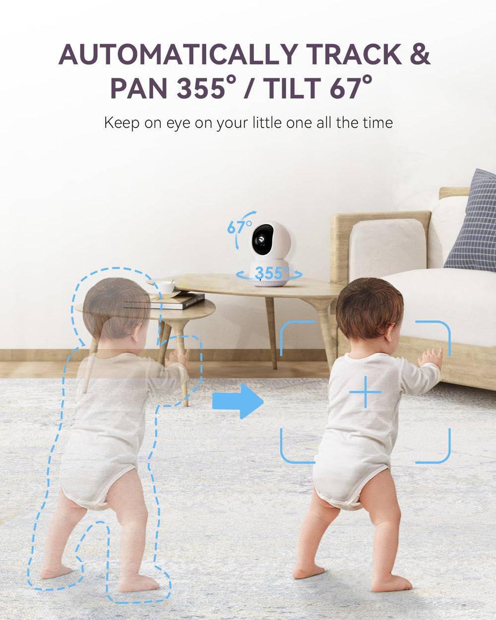 Comfyer monitor offers split-screen view for simultaneous nursery monitoring.