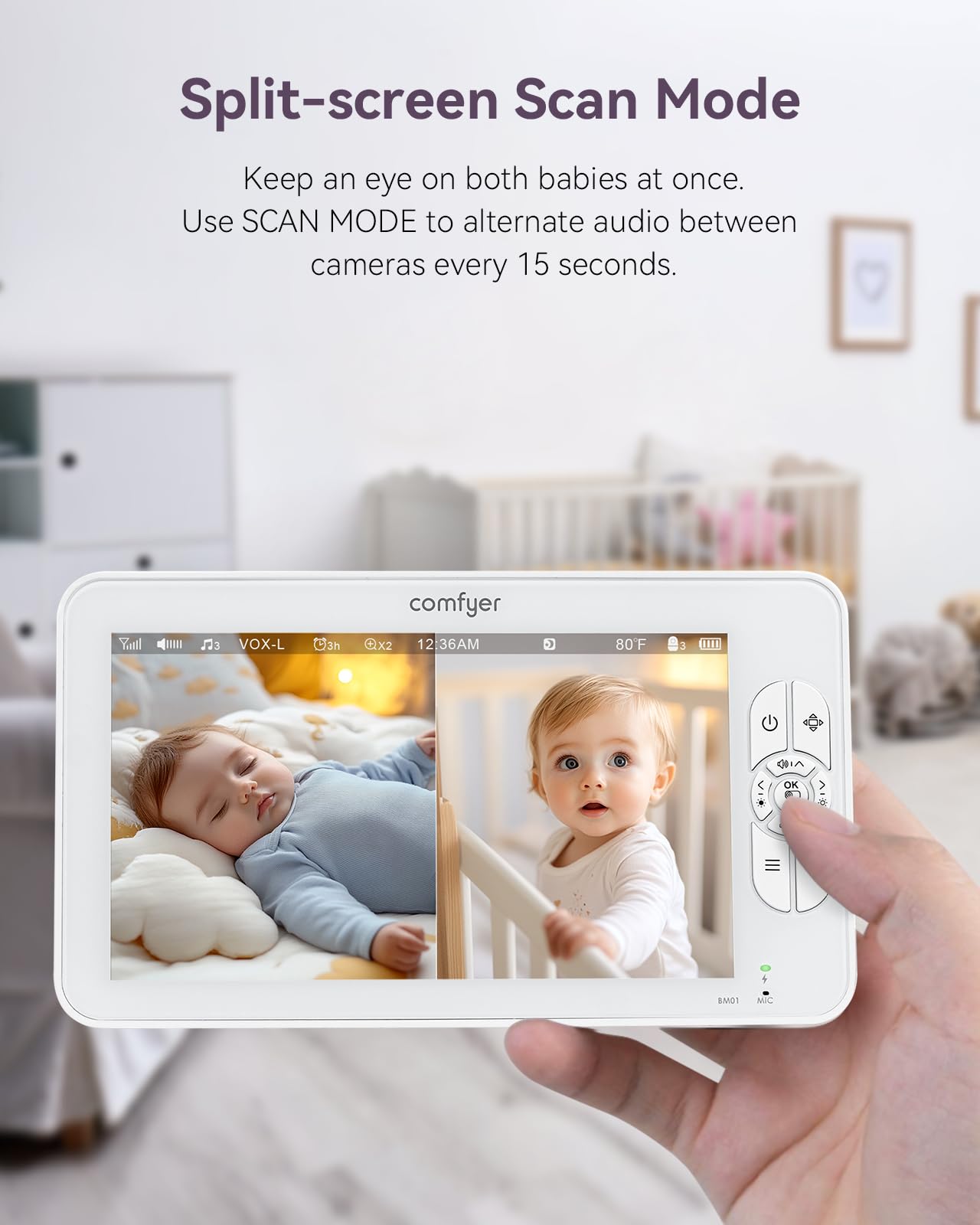 Comfyer night vision and two-way audio for night-time reassurance.