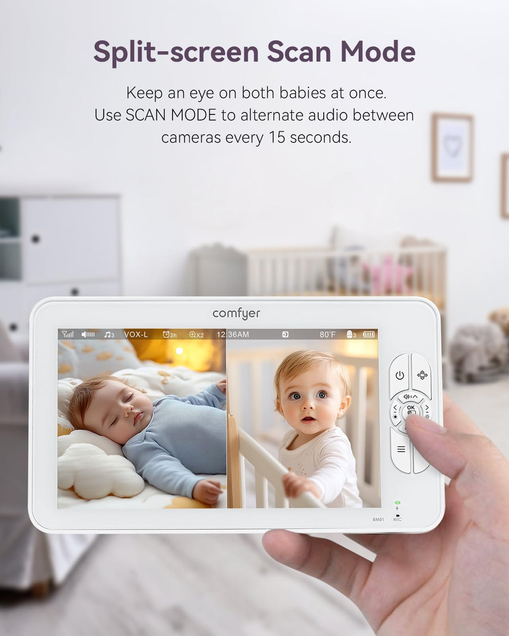 Comfyer night vision and two-way audio for night-time reassurance.