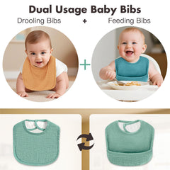 COMFYROLL bibs with waterproof core prevent leaks