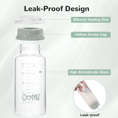COMI BPA-free glass bottle emphasizes safe, odor-free milk storage