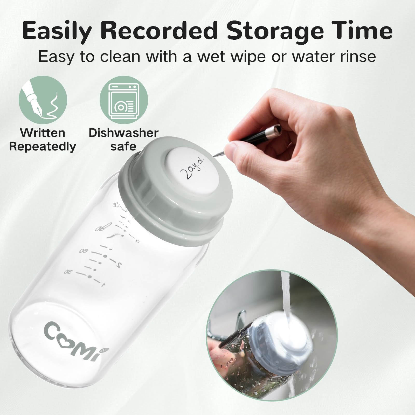 COMI dishwasher-safe glass bottle cleanly rinses on the top rack
