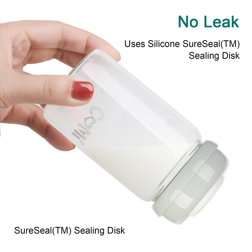 COMI drop-resistant glass bottle highlighting safety and easy cleaning.