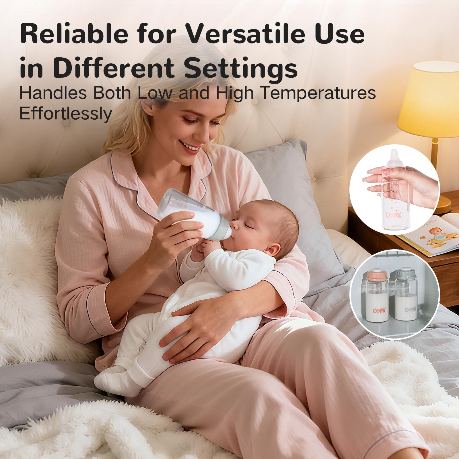 COMI Medela-compatible glass bottle fits standard pumps for convenient pumping