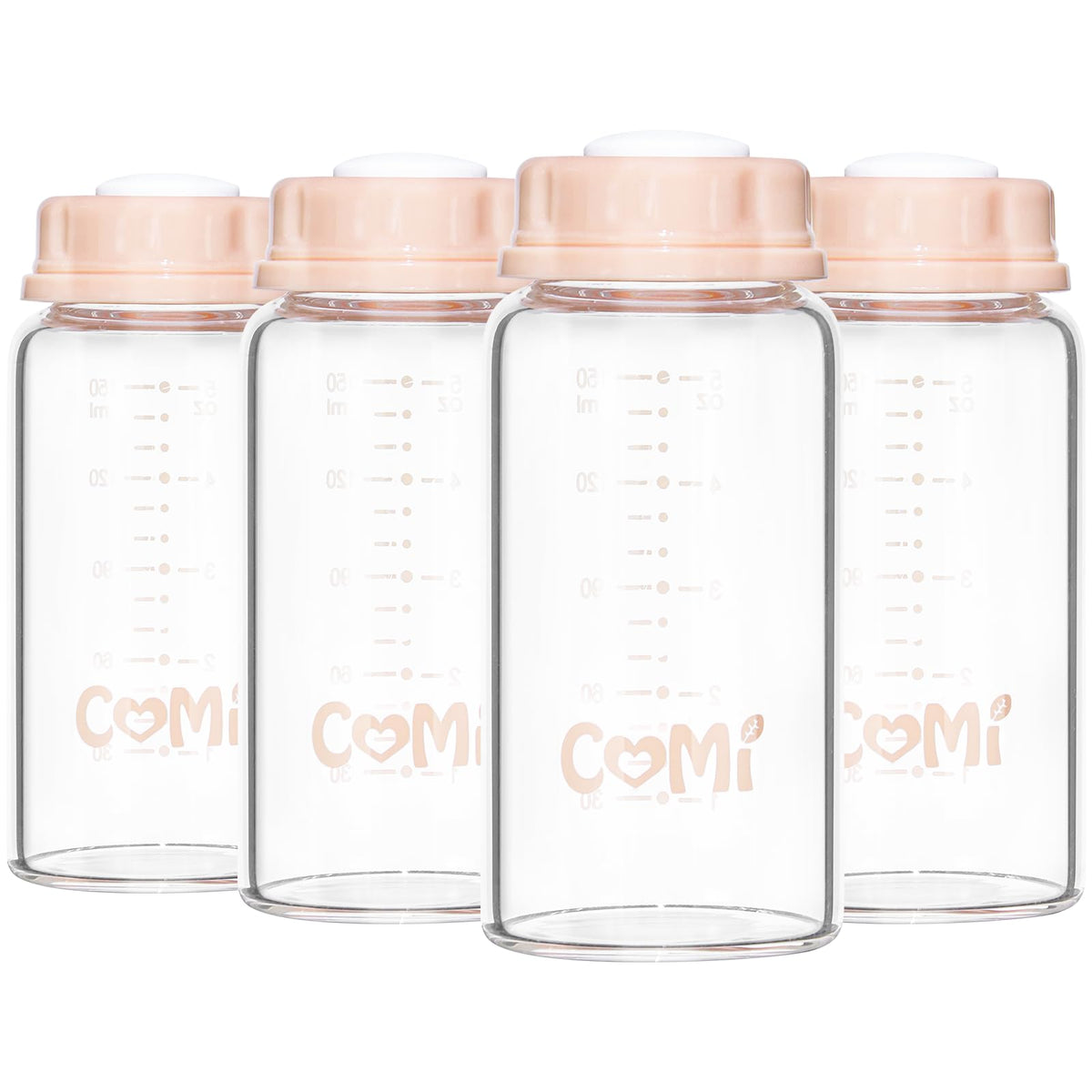 COMI natural glass baby bottle with standard neck and 5 oz capacity for storage