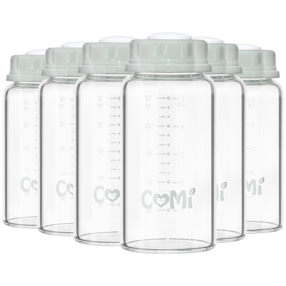 COMI natural glass baby bottle with standard neck for precise pouring and clean storage