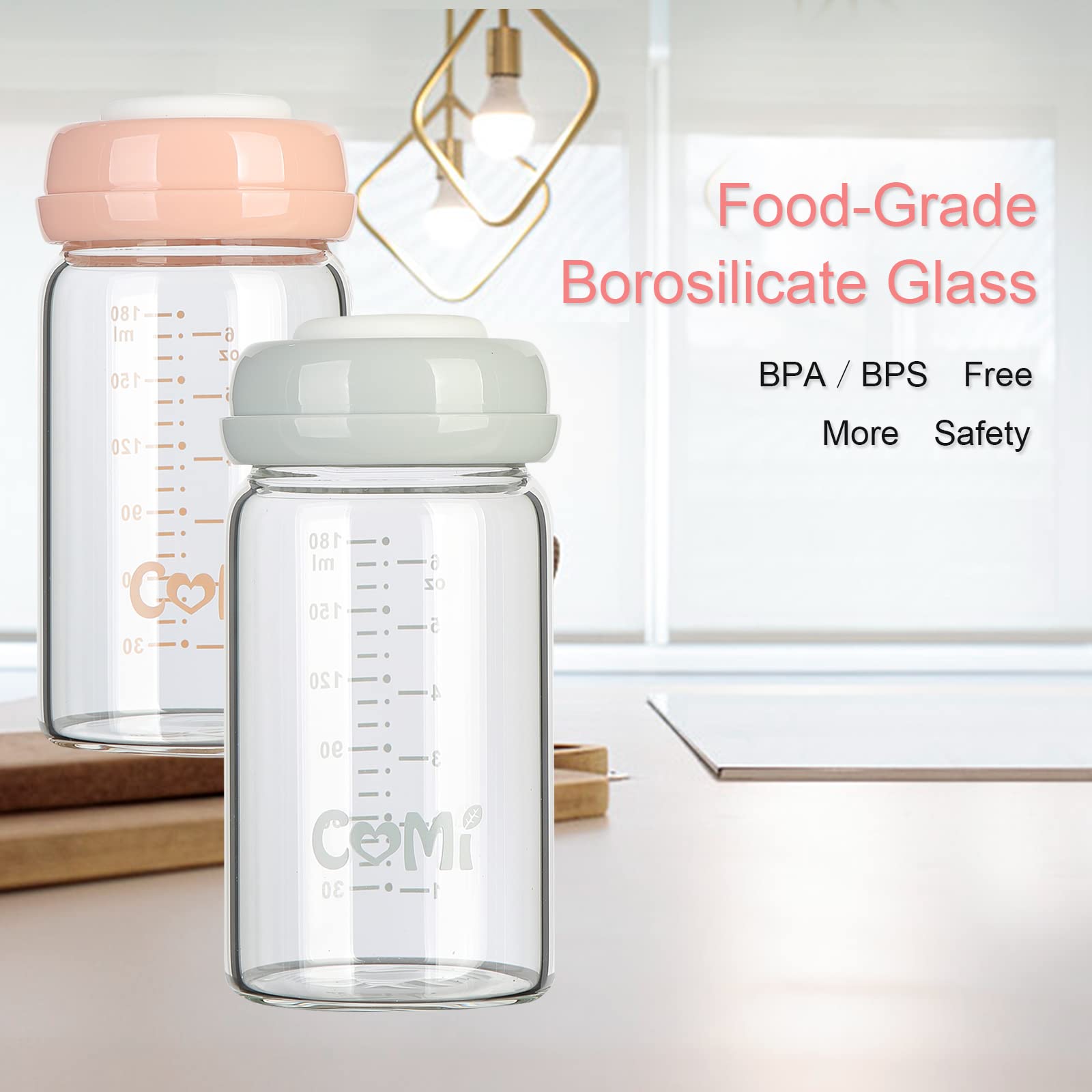 COMI two-pack pink lids offer secure closure and color coordination.