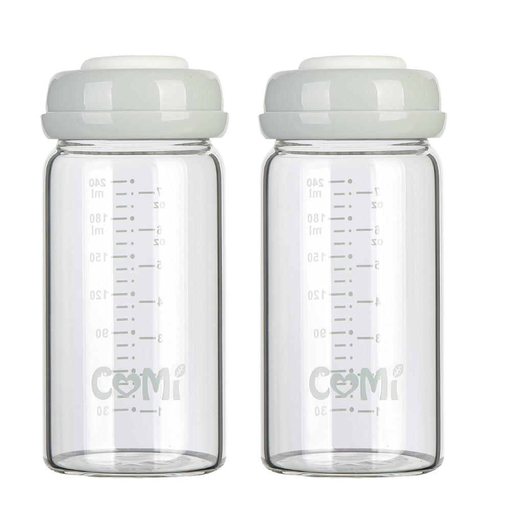 COMI wide-neck glass bottle 8oz for pumping and feeding with safe materials