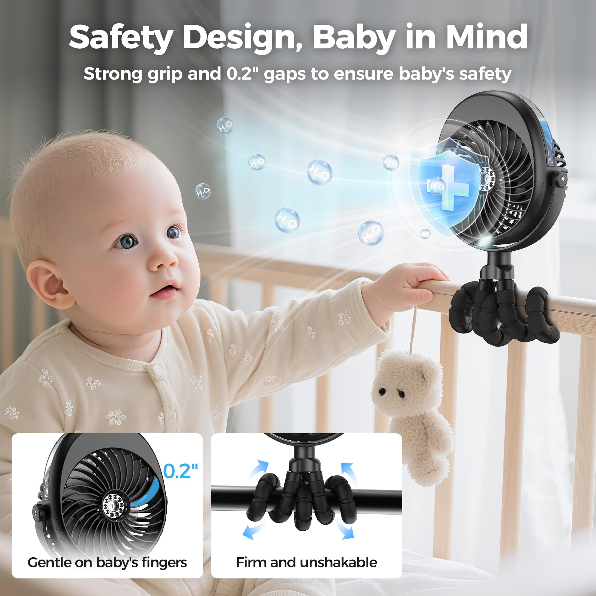 COMLIFE clip-on tripod attachment for strollers, car seats, or cribs.