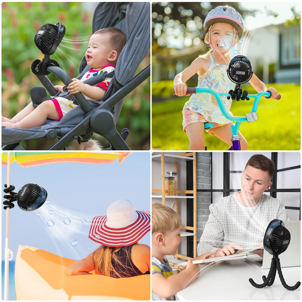 COMLIFE lightweight travel-ready stroller fan for on-the-go cooling.