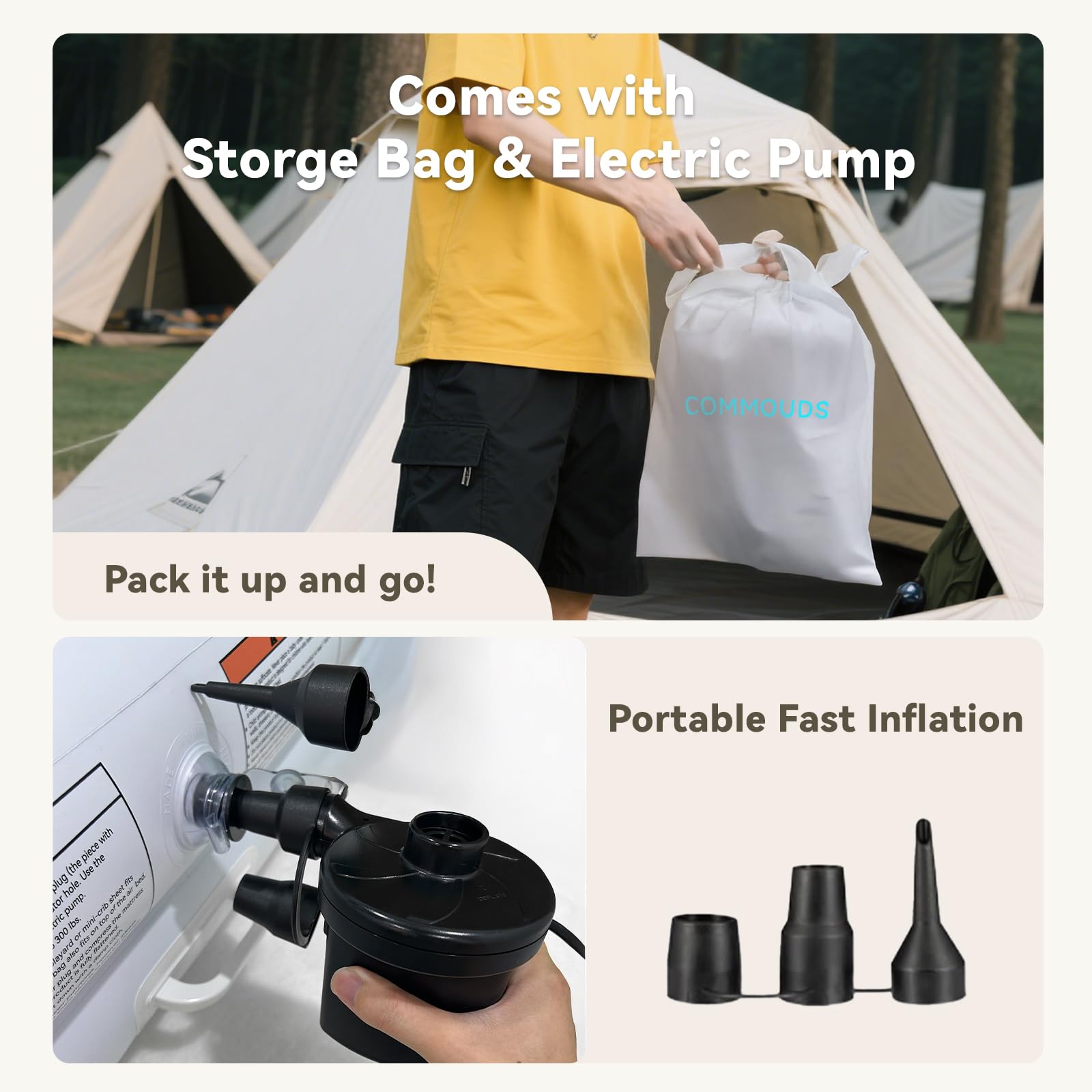 COMMOUDS compact travel bag keeps bed portable and organized