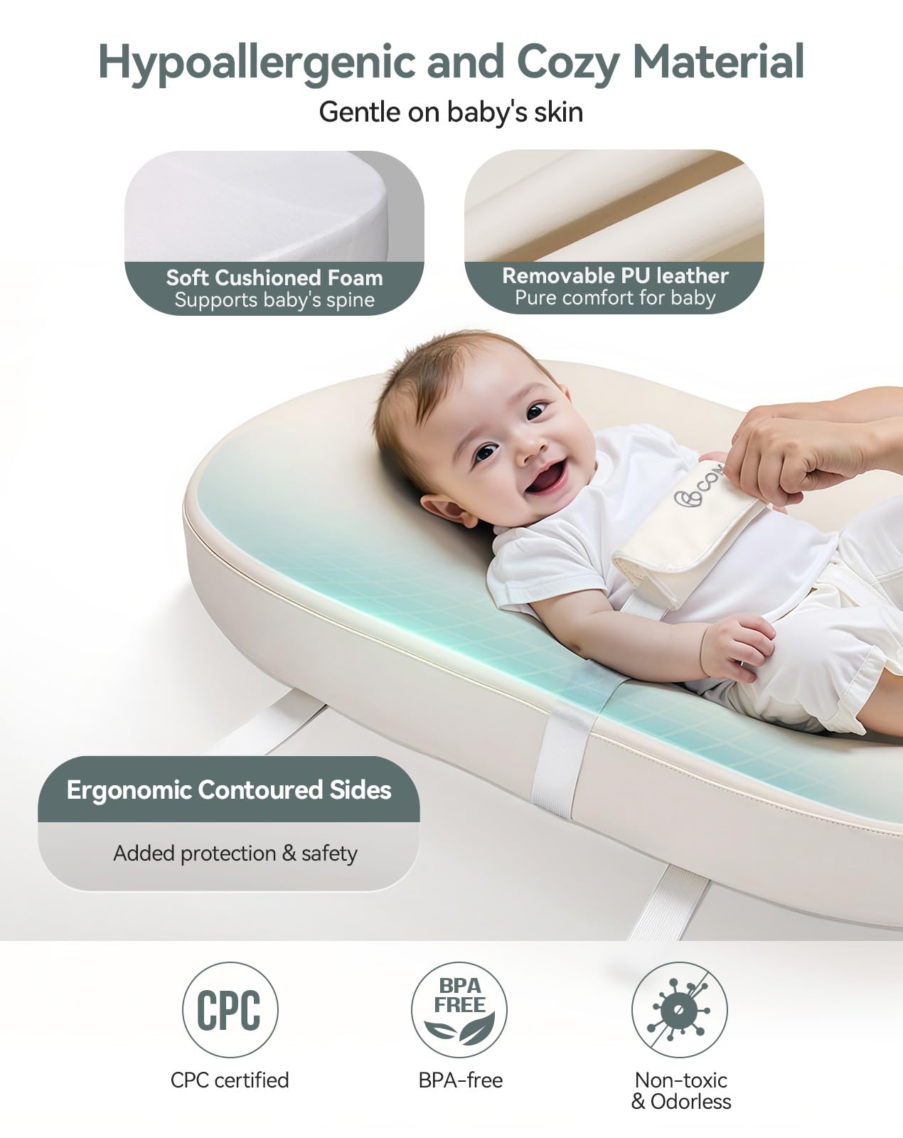 COMOMY pad featuring contoured walls to help prevent rolling