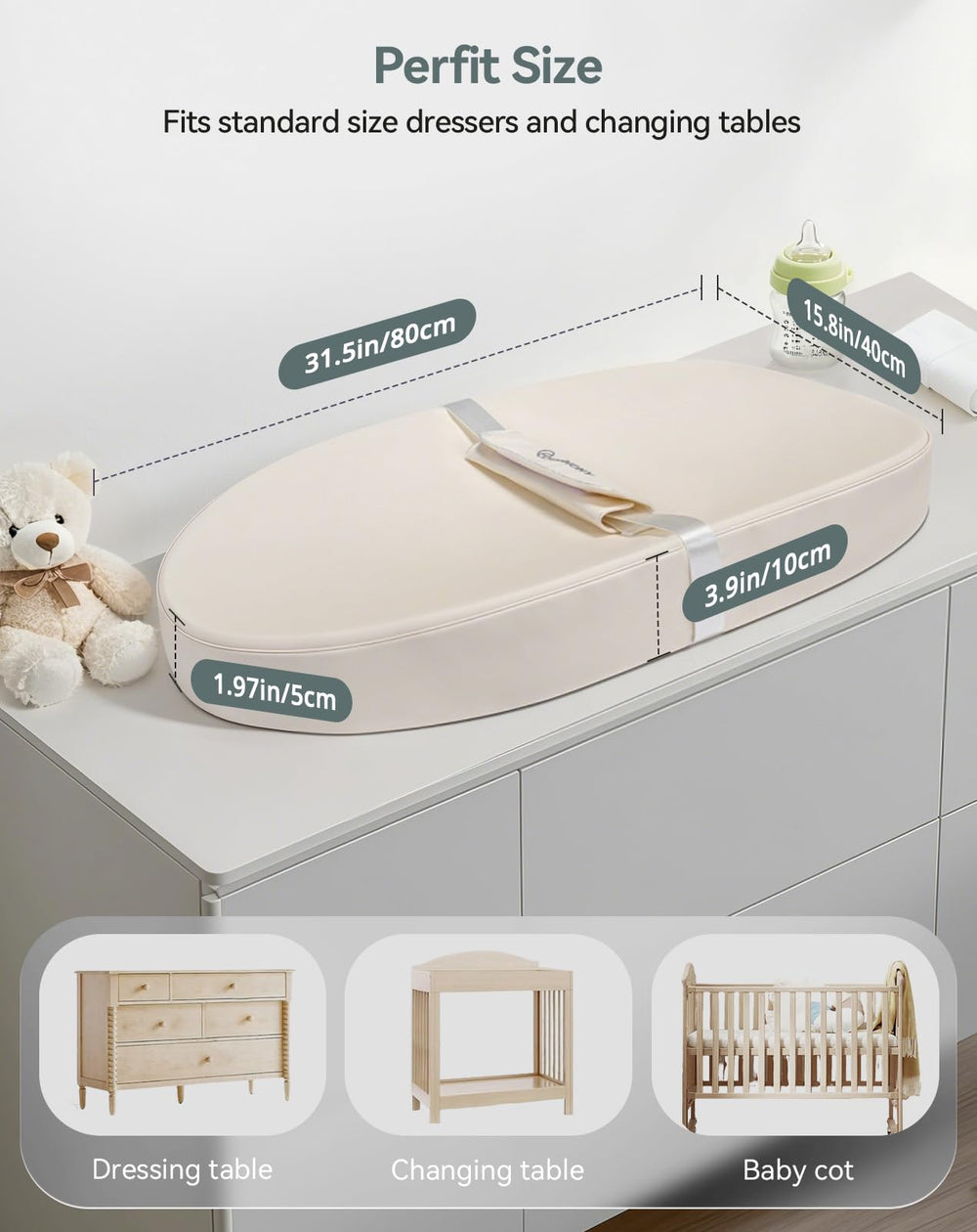 COMOMY pad with non-slip bottom keeps the changing surface stable