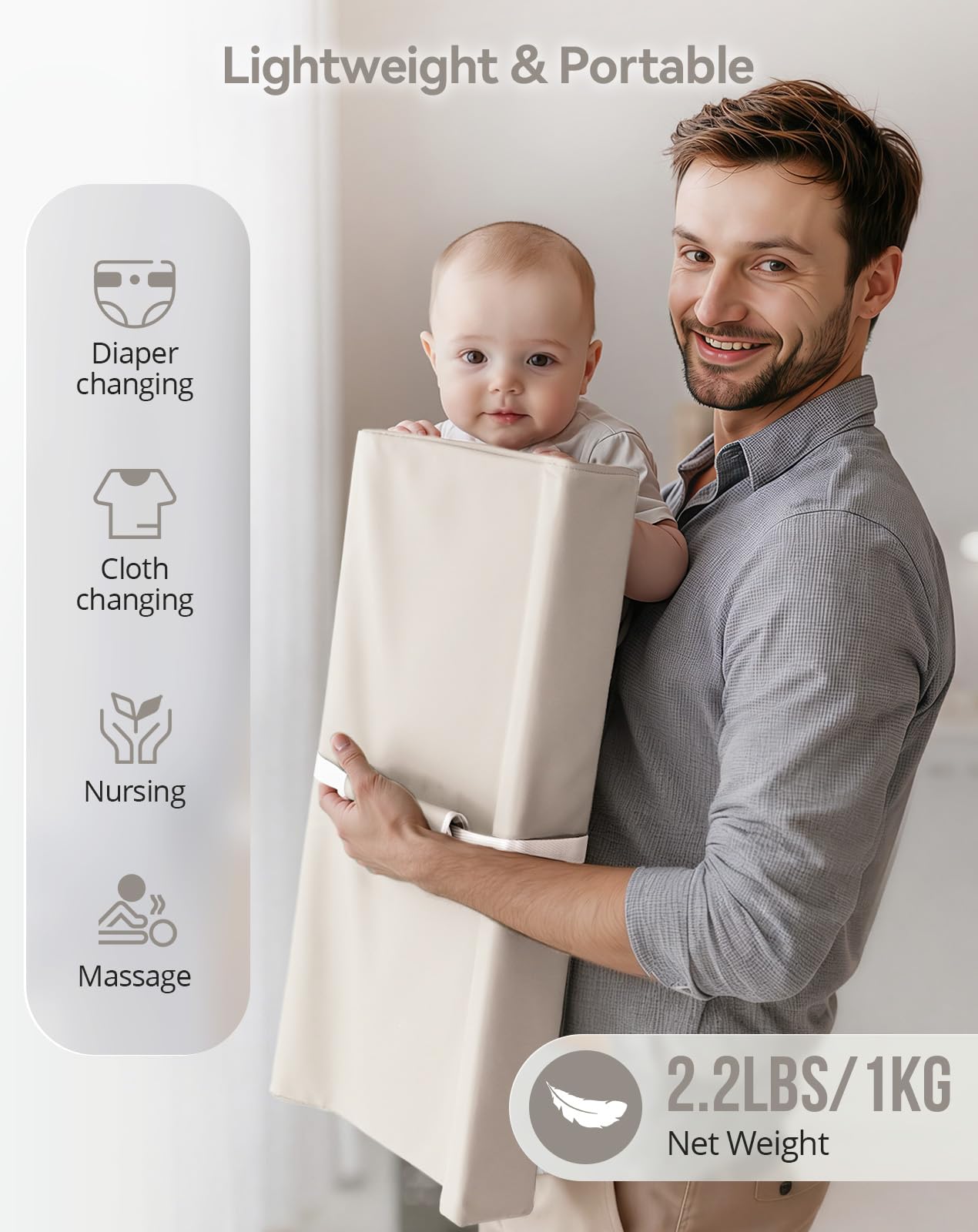 COMOMY changing pad is lightweight and portable for home or travel use.