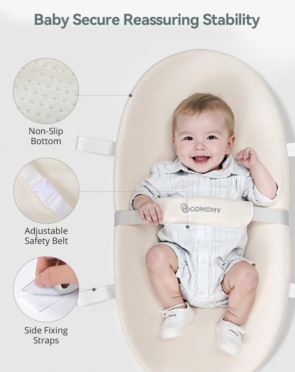 COMOMY changing pad safety belt and protective cover for secure handling