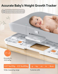 COMOMY safety strap keeping baby secure during changes.