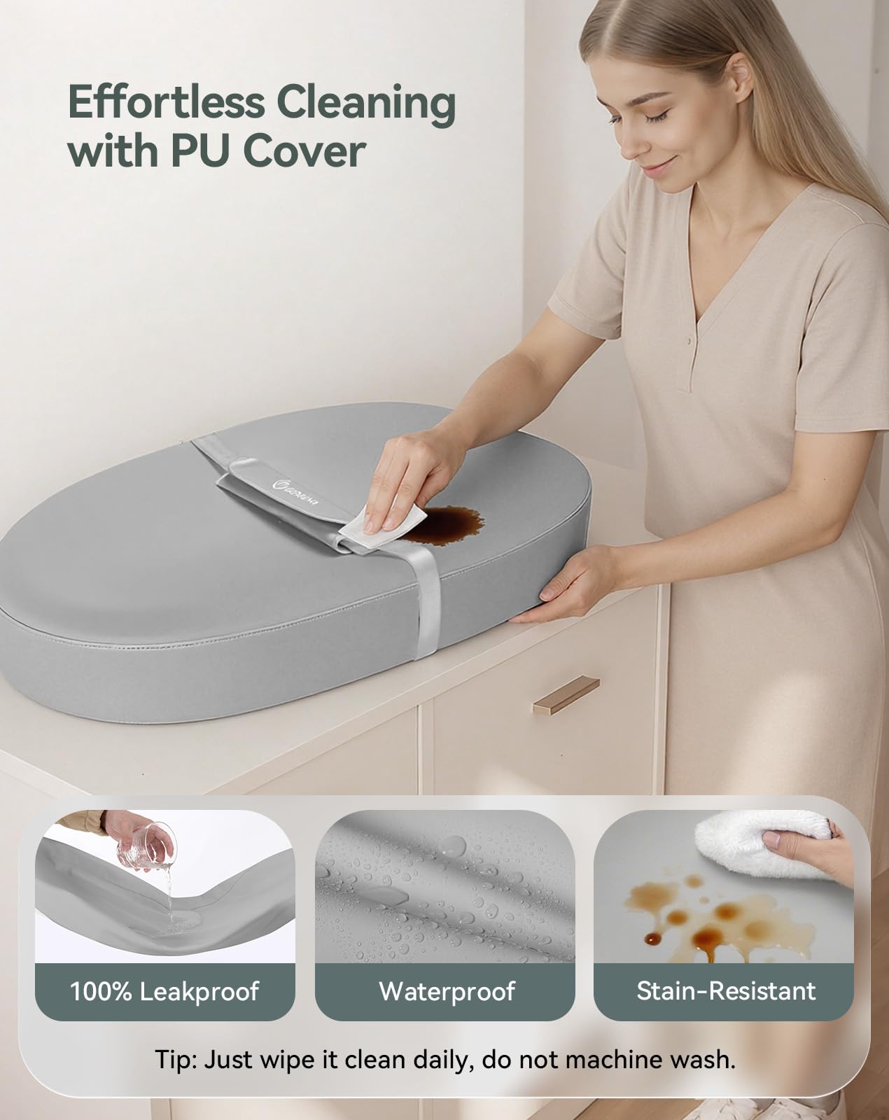 COMOMY changing pad with contoured walls to help prevent rolling