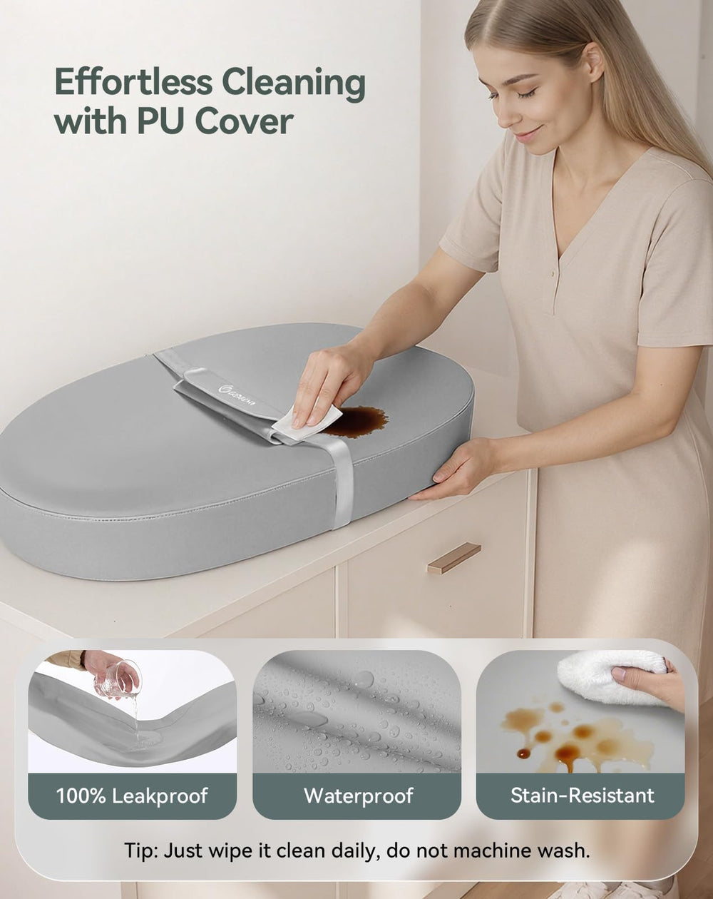 COMOMY changing pad with contoured walls to help prevent rolling
