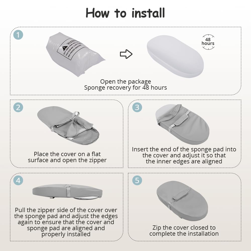 COMOMY changing pad's wipe-clean surface simplifies cleanup after diapers