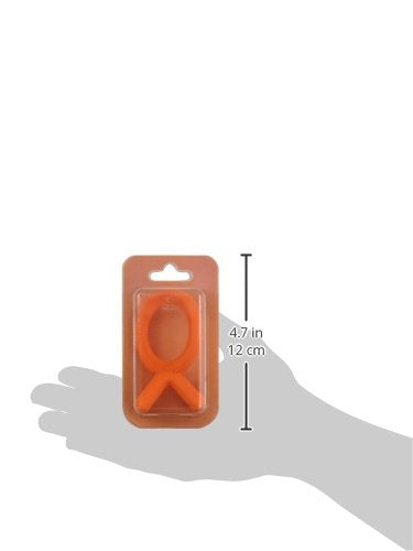 Close-up of the orange teether showing soft silicone texture.
