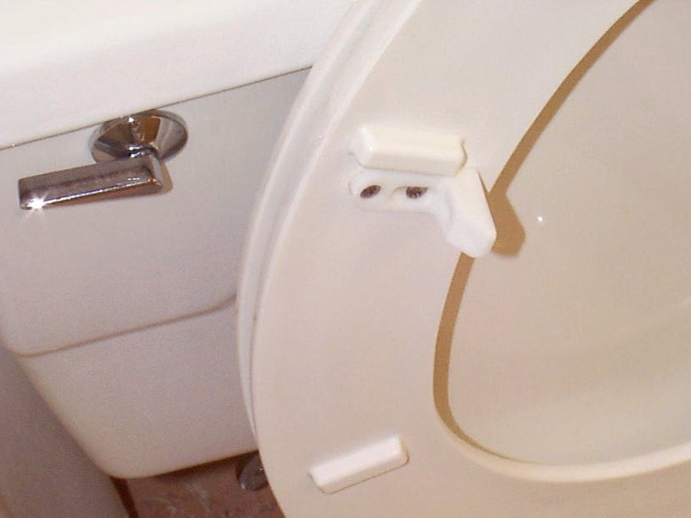 COMPAC HOME safe-t-bumpers-white-set demonstrates wobble-free seating in bathroom.