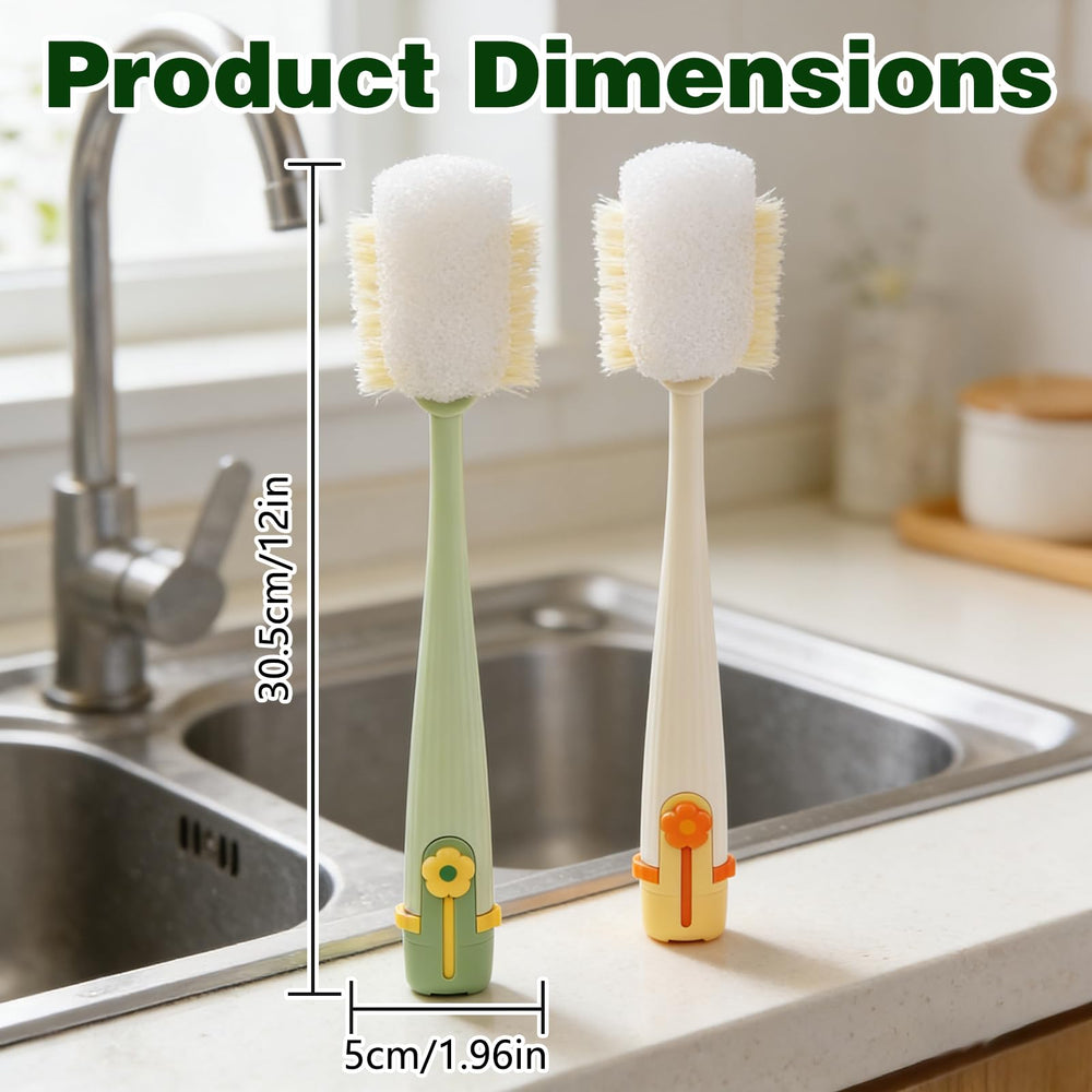 Compact travel-friendly cleaning brush set in yellow and green