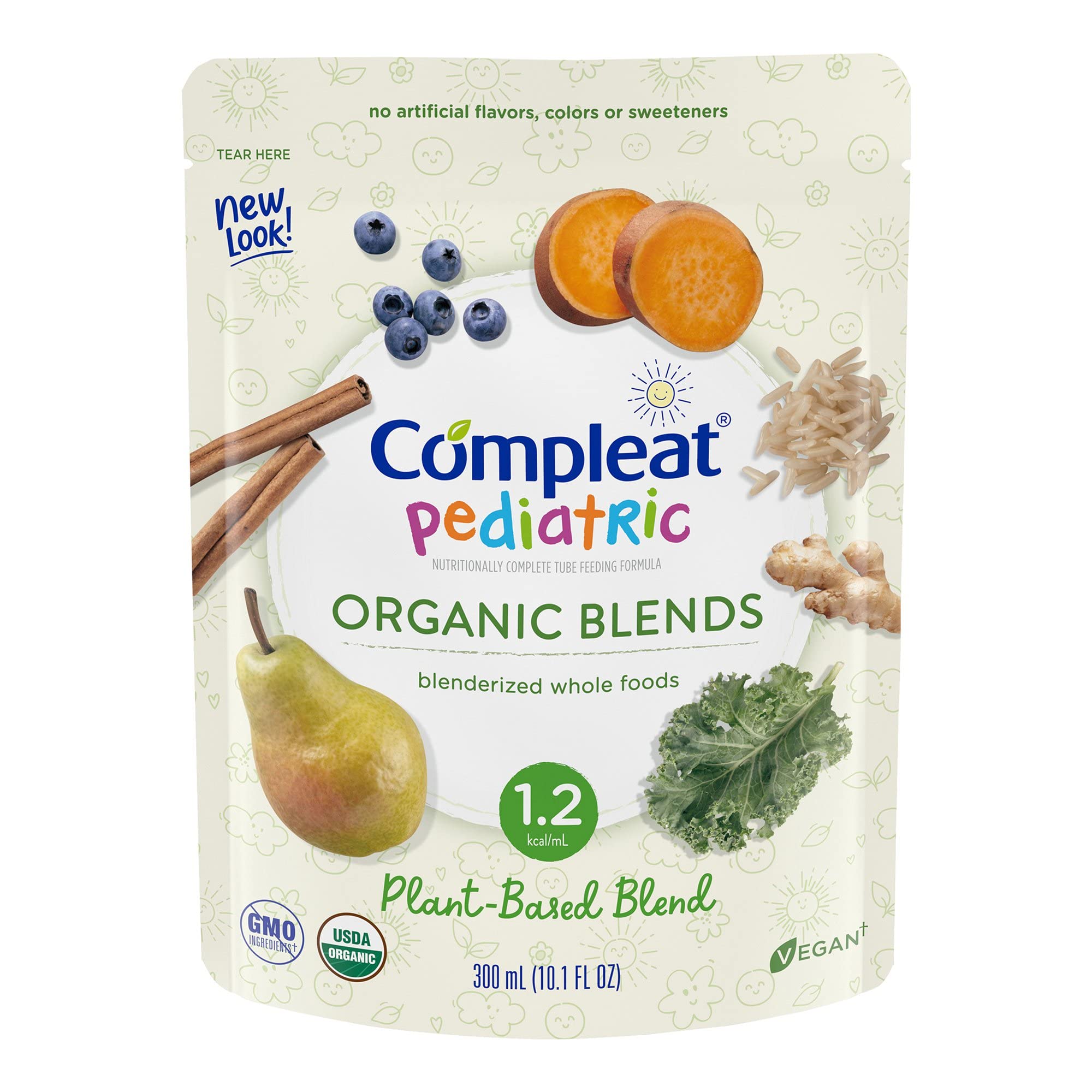 Compleat Pediatric Organic Blends pouch with cap for convenient on-the-go nutrition