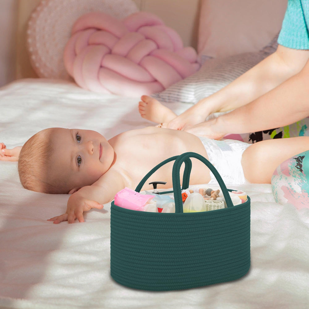 COMSE diaper caddy gift-ready design in dark green