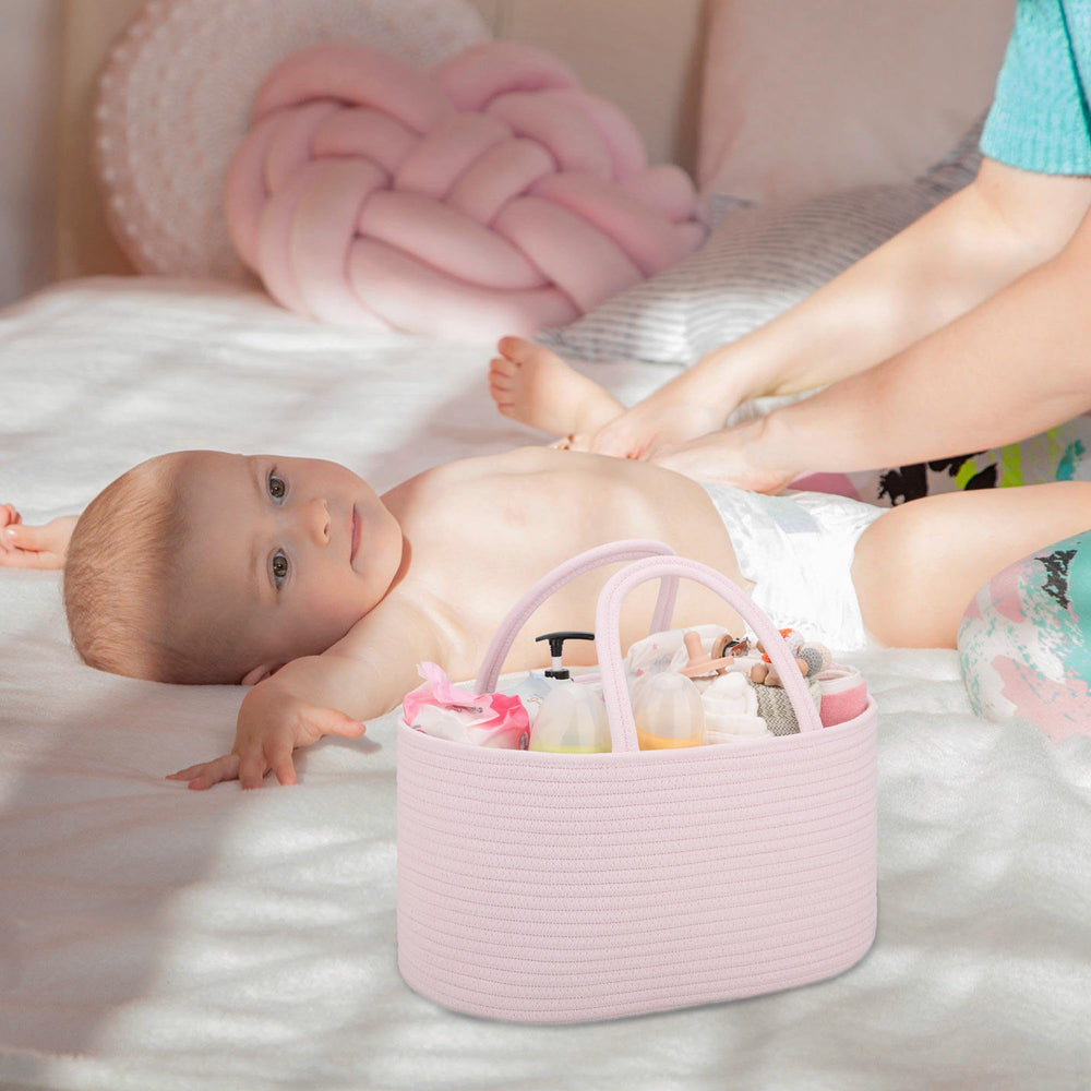 COMSE nursery storage caddy on dresser with toys