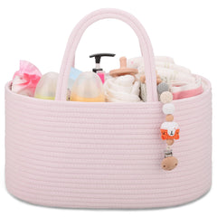 COMSE diaper caddy light pink top view with dividers for organized essentials