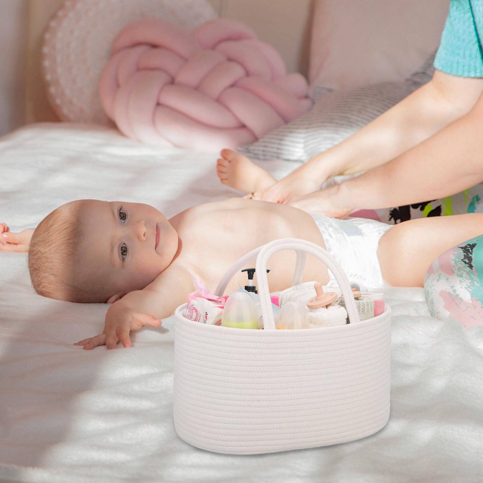 COMSE Diaper Caddy Gift Basket concept, a practical baby shower gift