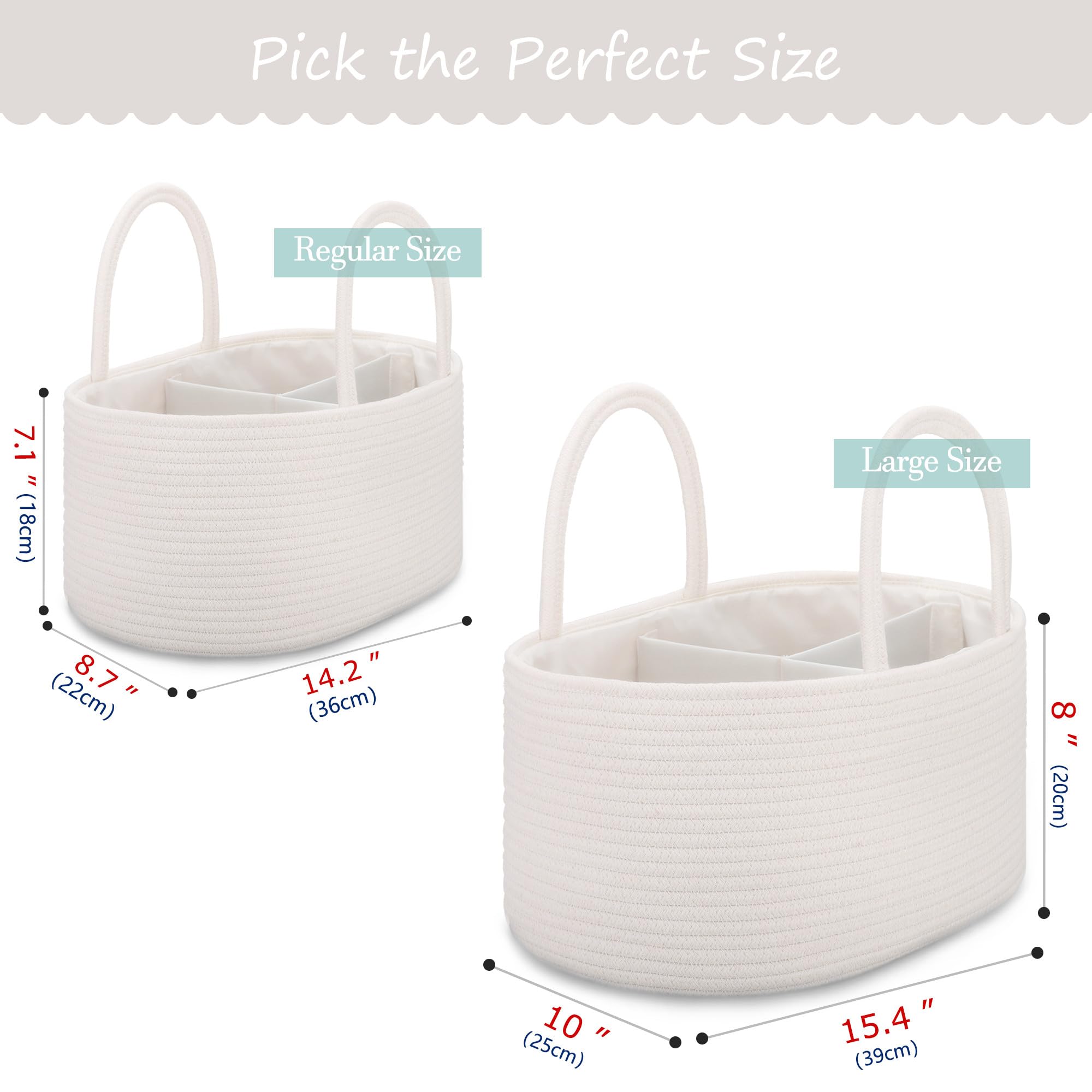 COMSE Baby Diaper Caddy Organizer with long handles ready for use at changing stations or car