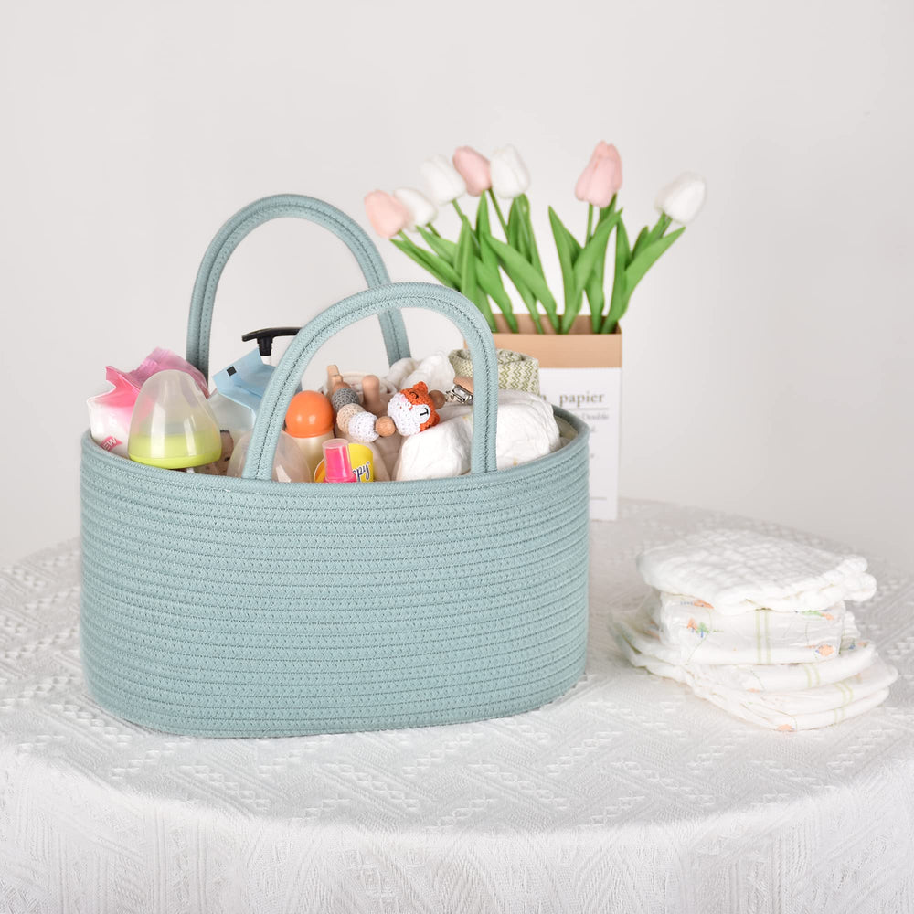 COMSE portable nursery storage looks stylish on a dresser