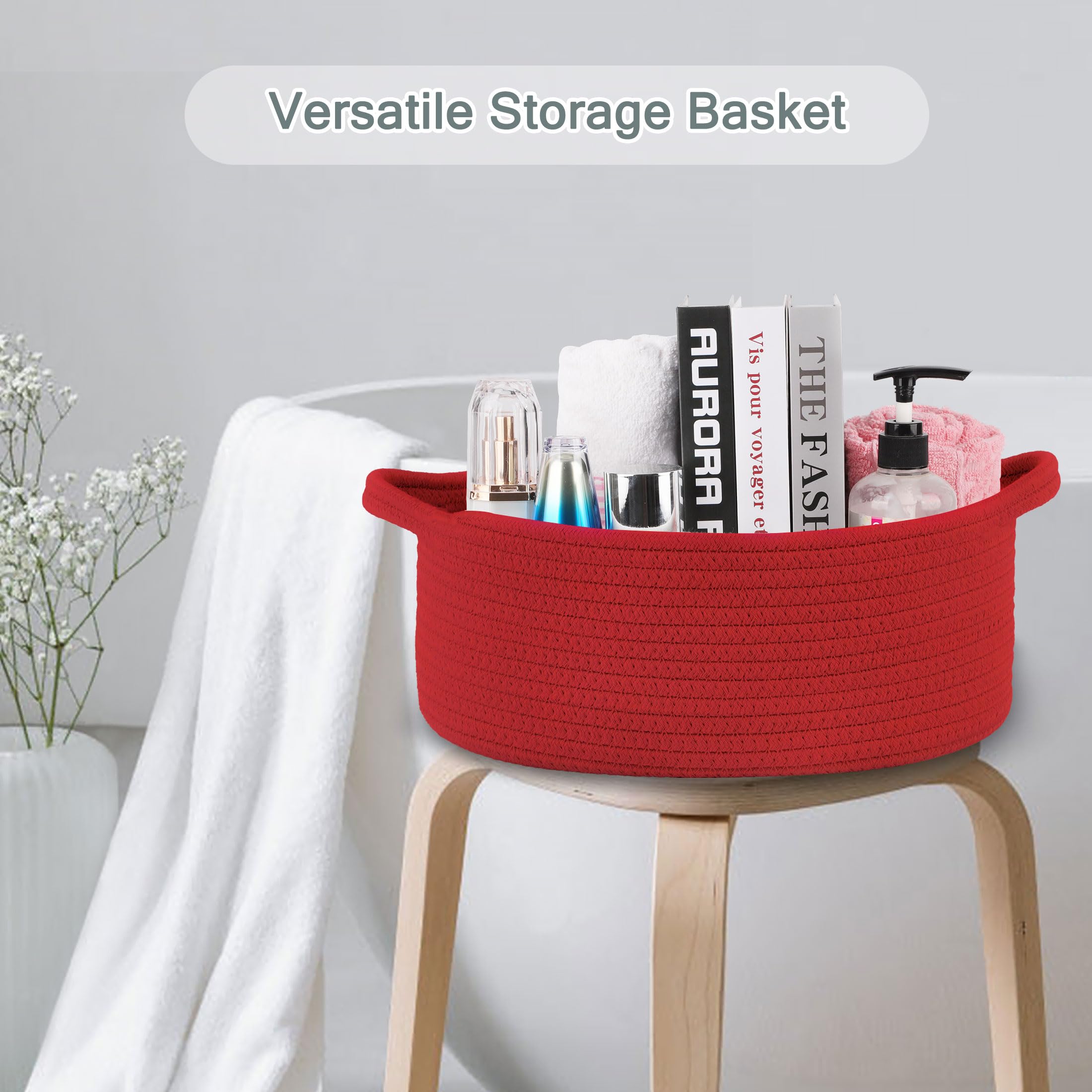 COMSE compact 12x8x5 basket in red for versatile organization