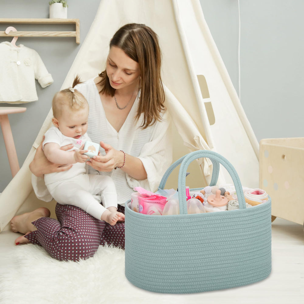 COMSE cotton rope basket serves as nursery storage and toy bin