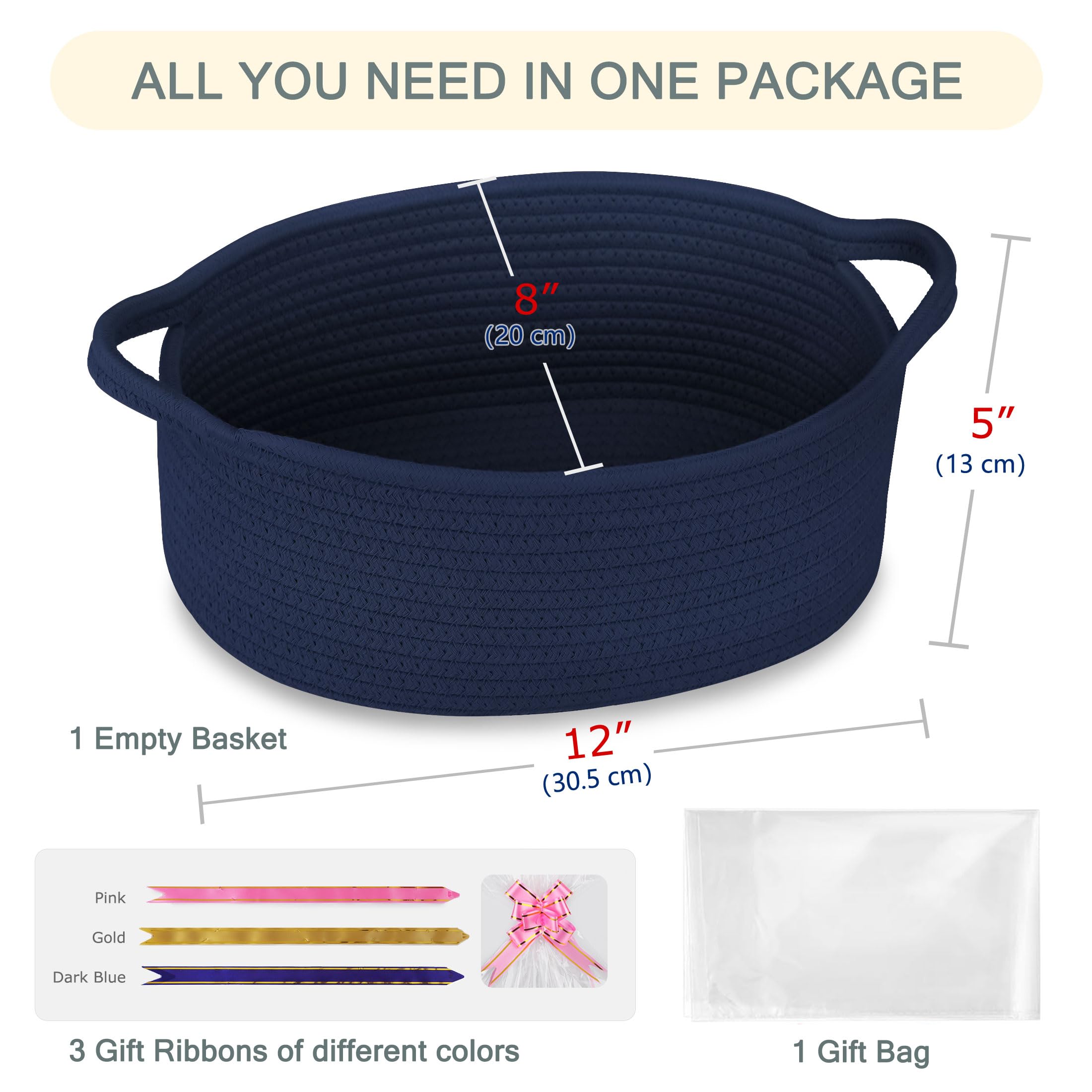 COMSE cotton rope organizer basket measures 12x8x5 inches for tidy spaces