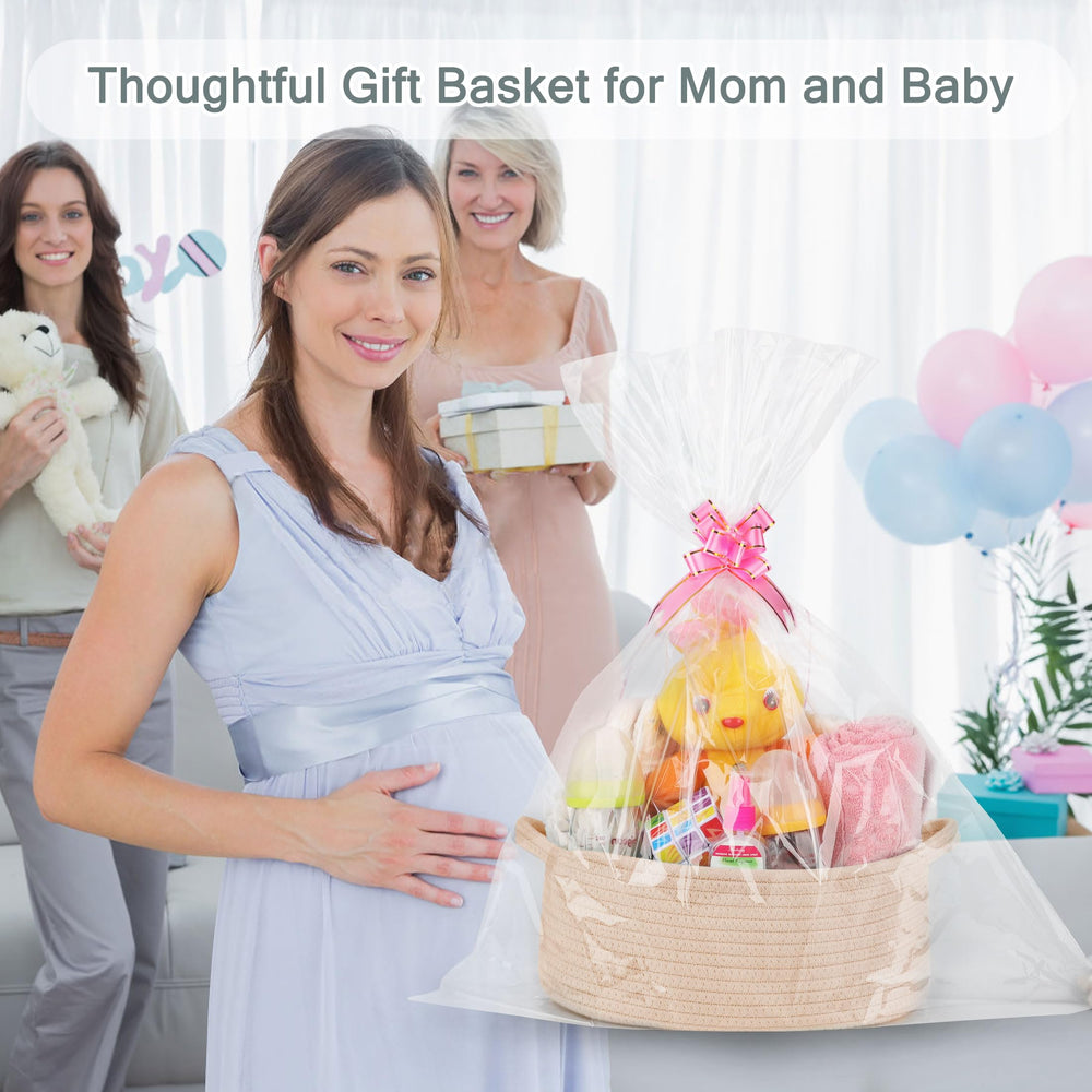 COMSE cotton rope storage basket highlighting safe, soft material.