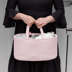COMSE diaper caddy with handles, side view showing portability