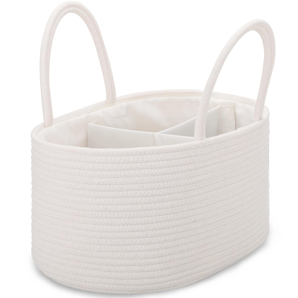 COMSE large baby diaper caddy white with sturdy handles for organized nursery storage